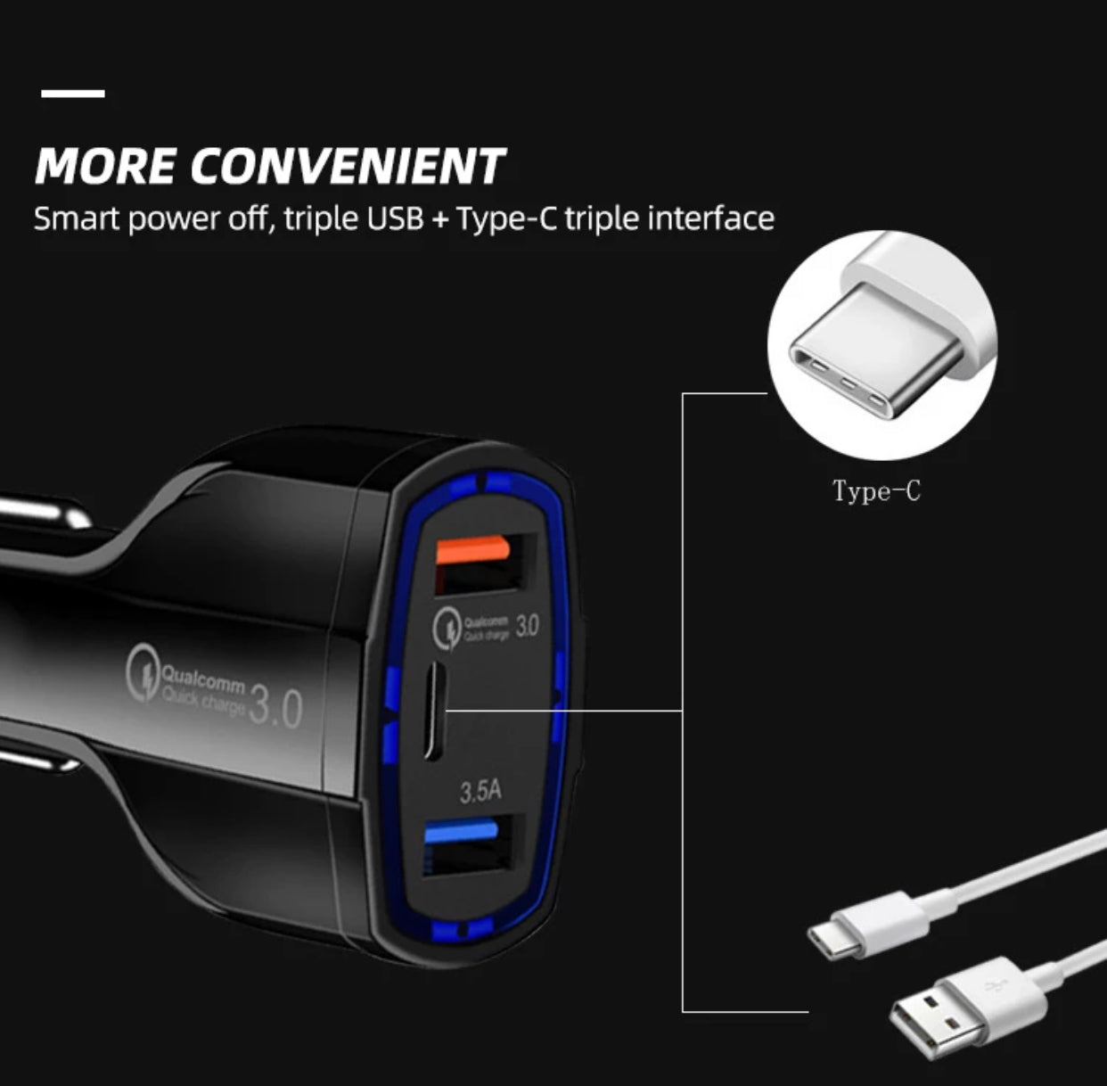 Premium Specialized USBC and Fast Charging USB Car Charger Adapter- Classic Black Colour - Super Savings Technologies Co.,LTD Premium Specialized USBC and Fast Charging USB Car Charger Adapter- Classic Black Colour - Super Savings Technologies Co.,LTD